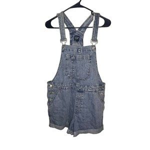 vintage Gap womens med denim bib overall shorts cuffed